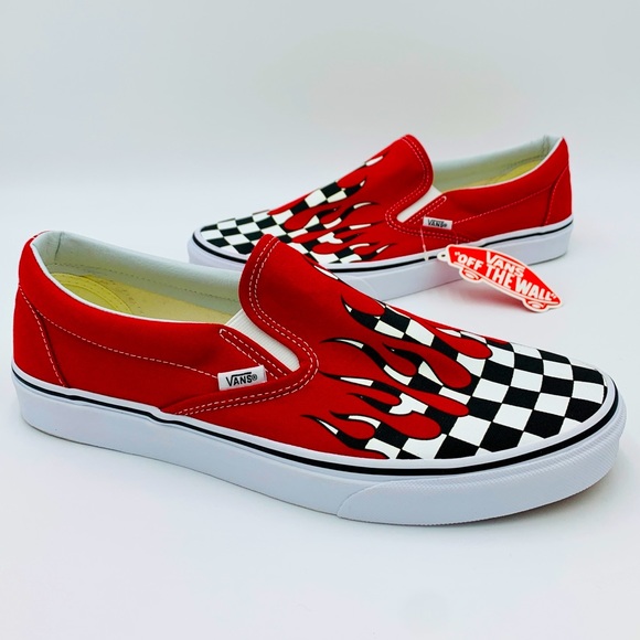 red fire vans slip ons